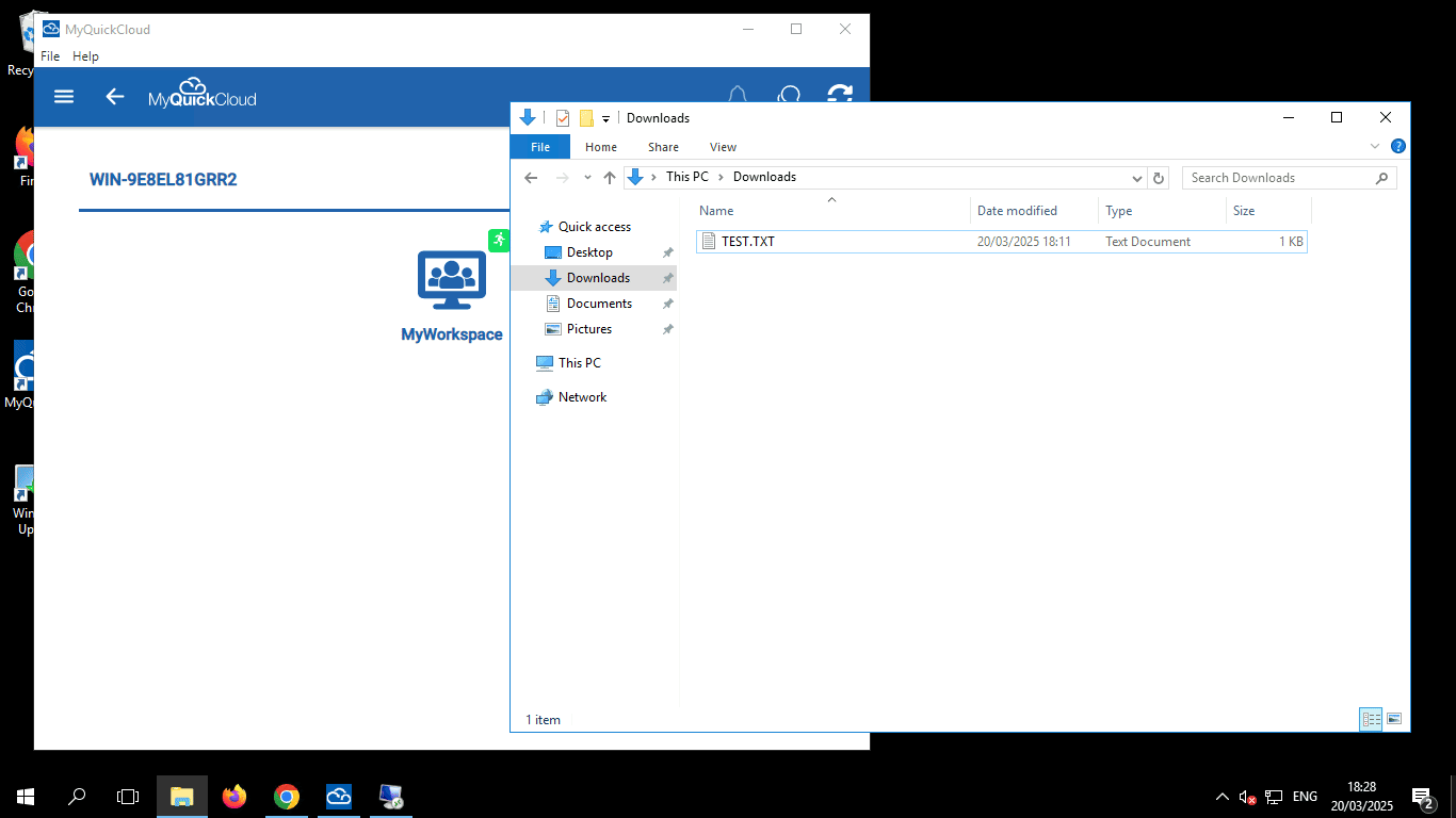 Animated GIF showing how to copy + paste files to a MyQuickCloud server using remote desktop
