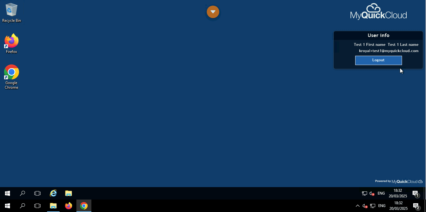 Animated GIF showing how transfer files to a MyQuickCloud server using remote desktop